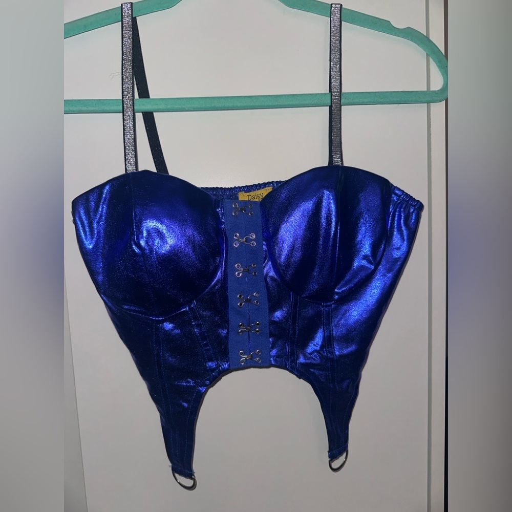 Metallic Blue Cropped Top Size M